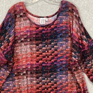 Parsley & Sage Tunic Top Size 3X 3/4 Sleeve Stretch Artsy Casual Boho Comfort